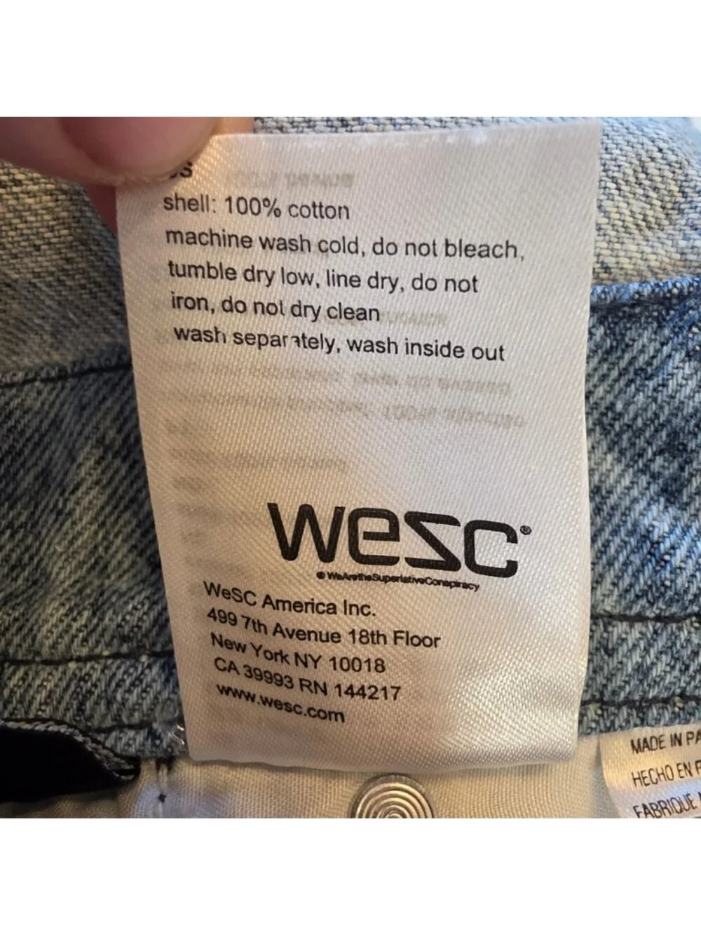 WeSC Daisy Floral Denim Bib Overall Shorts Shortalls Y2K Streetwear Unisex Sz S